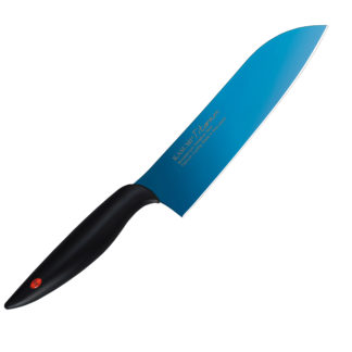 Kasumi titanium bleu, couteau de cuisine pro santoku KTB2